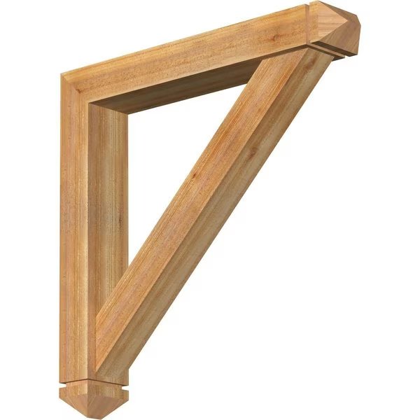 Traditional Arts and Crafts Rough Sawn Bracket w/ Offset Brace, Western Red Cedar, 6